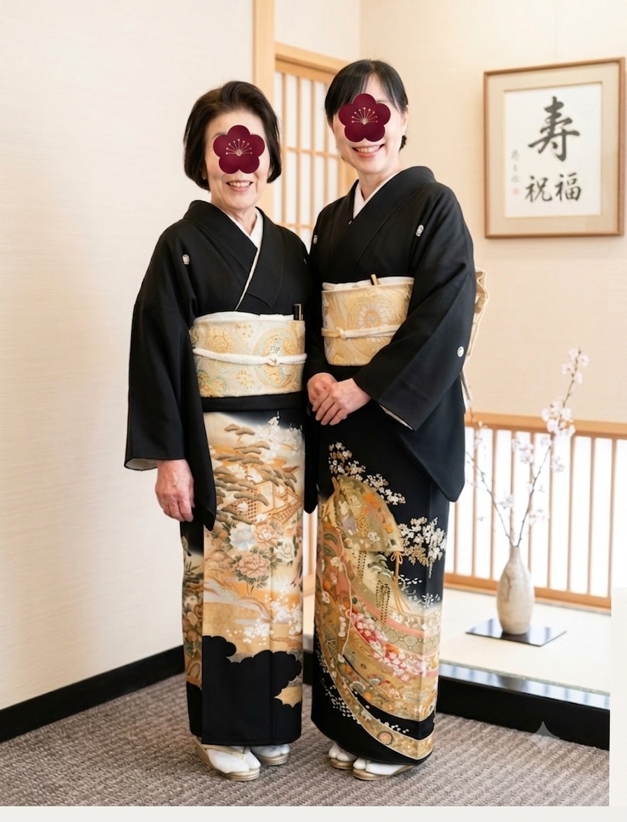 当店をご利用いただいたお客様の黒留袖着用姿